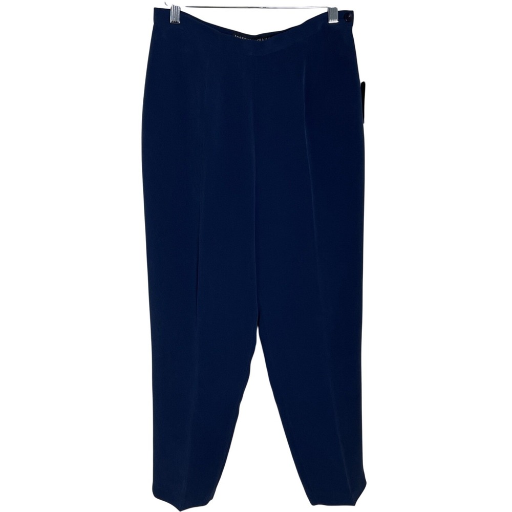 Josephine Chaus 100% Silk Trousers Pants Sz Petite 10 Straight Leg Azure Blue A8